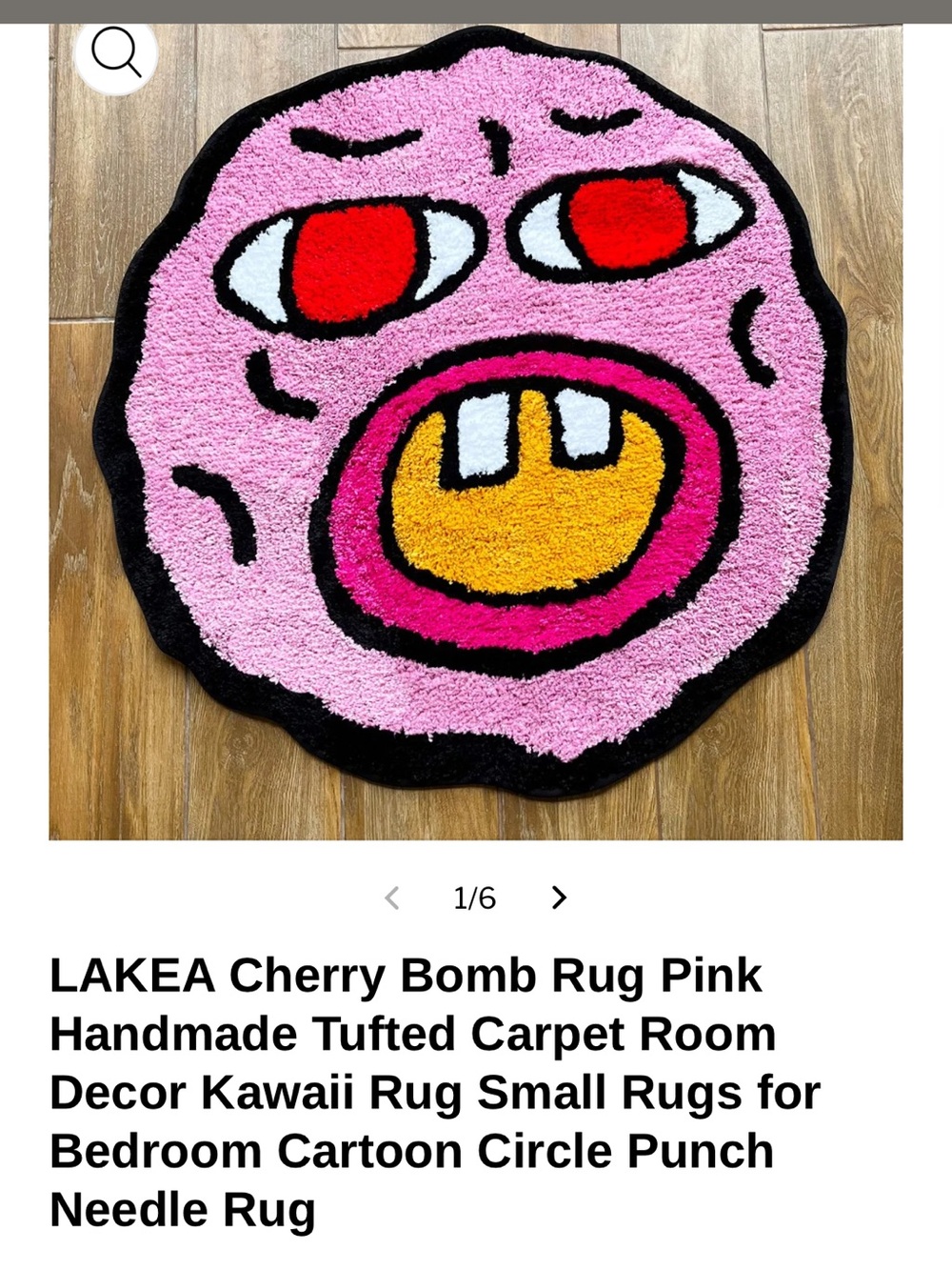 Handmade Pink Cherry Bomb Tufted Door Mat XL - Picture 2 of 7